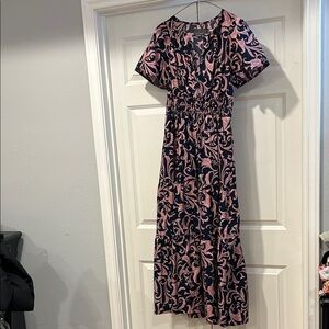 Anthropologie Pink and Blue Maxi Dress